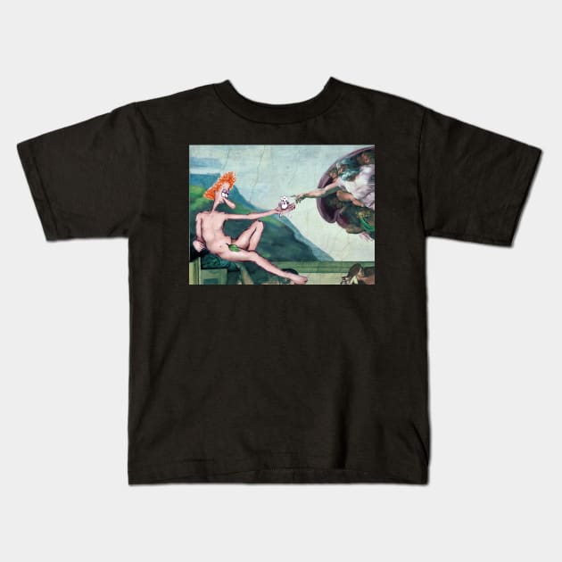 The creation of the mouse and humanity Kids T-Shirt by matan kohn